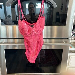 Victoria's Secret Hot Pink Bodysuit size 36D slight wear Valentine’s Barbiecore